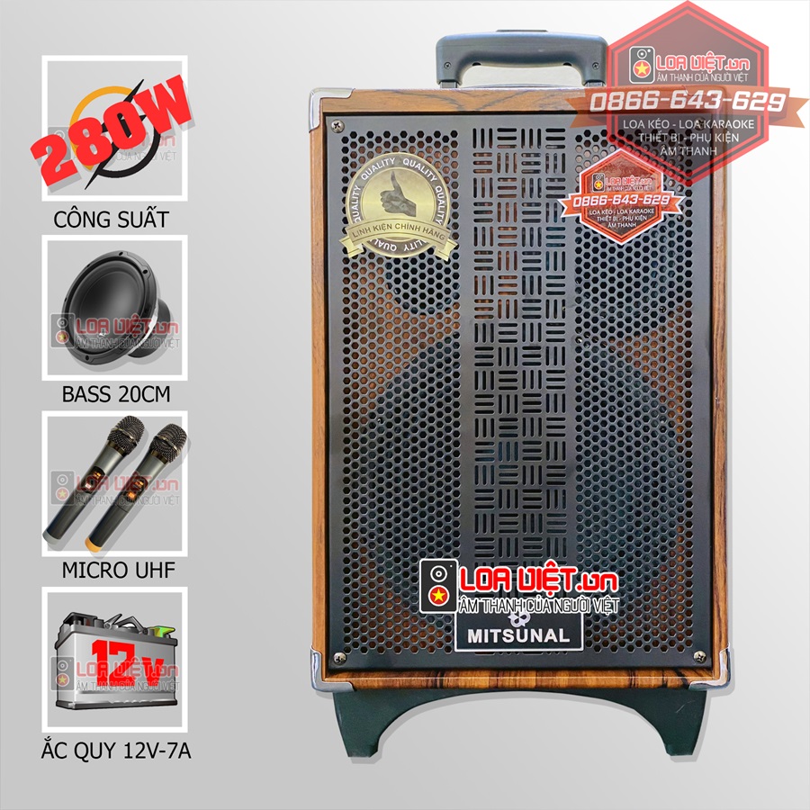 Loa kéo di dộng Mitsunal M8 - 2025 - Bass 20